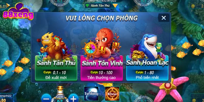 Ba phòng đấu có mặt ở Happy Fishing