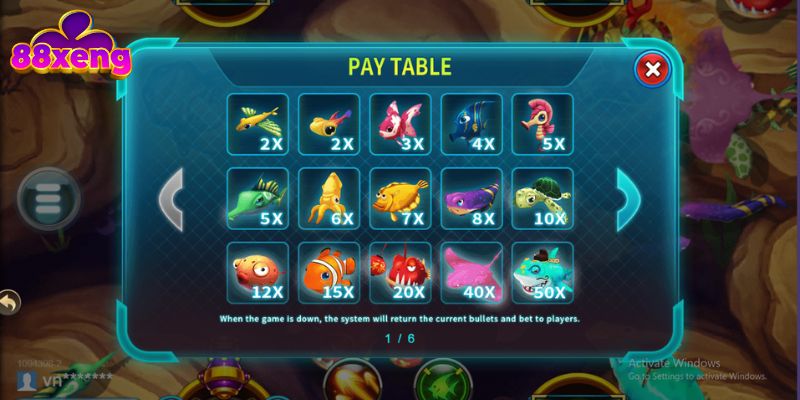 Bảng trả thưởng có trong không gian đại dương Ocean Emperor